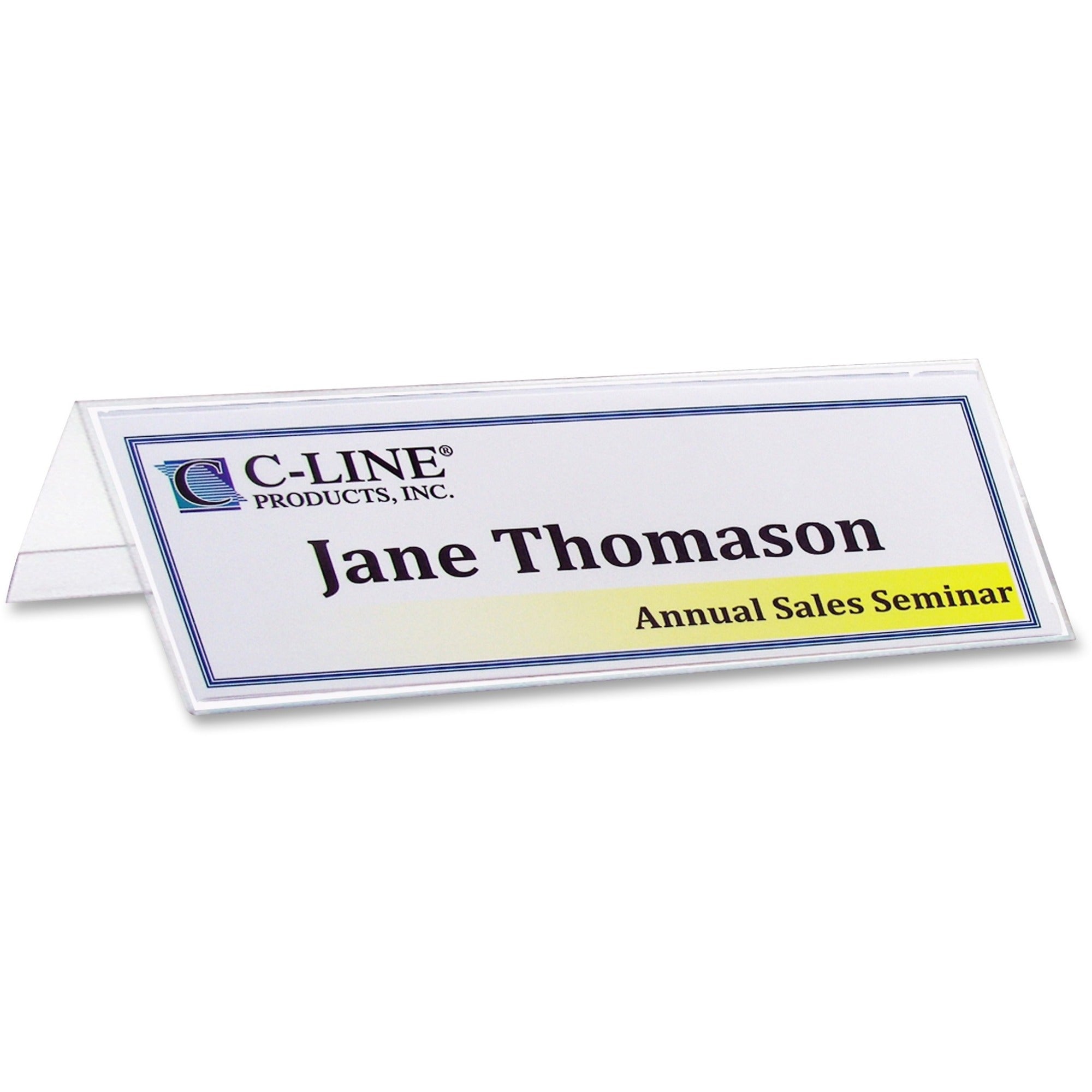 C-Line Heavyweight Rigid Plastic Name Tent Holder - Medium Size, 2-1/2 x 8-1/2, 25/BX, 87597 - 