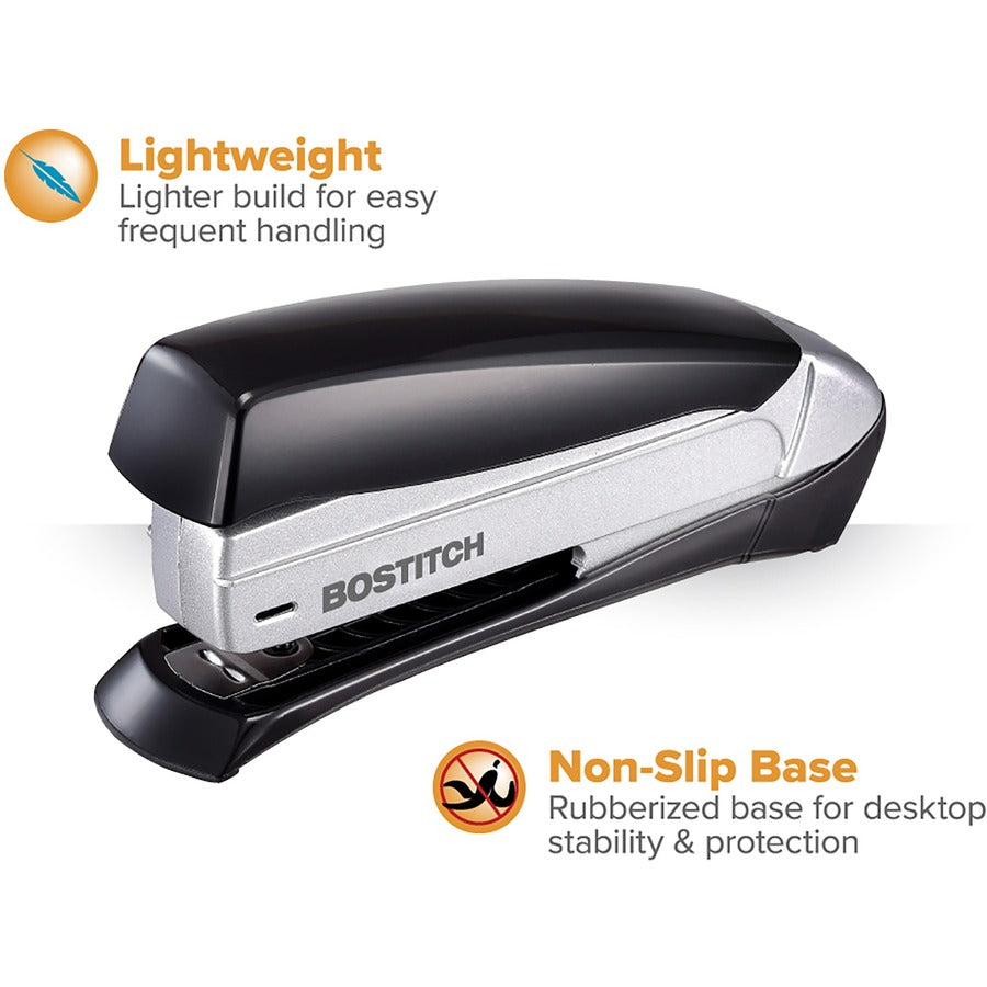 Inspire Premium Spring-Powered Full-Strip Stapler, 20-Sheet Capacity, Black/Silver