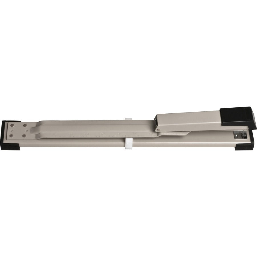 Business Source Long Reach Stapler - 20 of 20lb Paper Sheets Capacity - 210 Staple Capacity - Full Strip - 1/4" Staple Size - 1 Each - Putty, Gray, Black