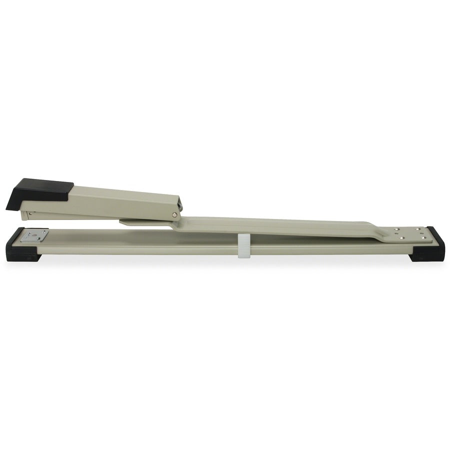 Business Source Long Reach Stapler - 20 of 20lb Paper Sheets Capacity - 210 Staple Capacity - Full Strip - 1/4" Staple Size - 1 Each - Putty, Gray, Black