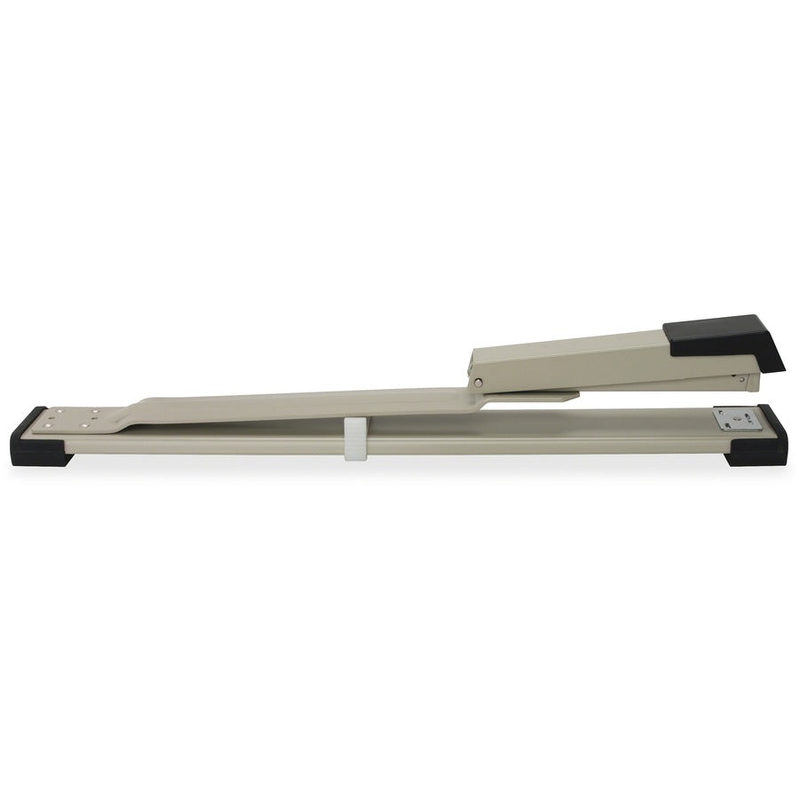 Business Source Long Reach Stapler - 20 of 20lb Paper Sheets Capacity - 210 Staple Capacity - Full Strip - 1/4" Staple Size - 1 Each - Putty, Gray, Black
