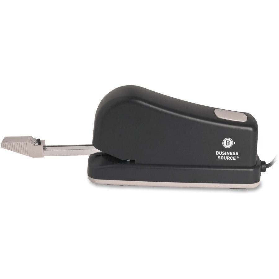 Business Source Electric Stapler - 20 of 20lb Paper Sheets Capacity - 210 Staple Capacity - Full Strip - 1/4" Staple Size - 1 Each - Black, Putty