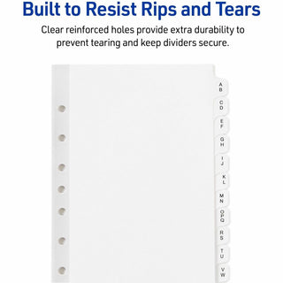 Preprinted Tab Dividers, 12-Tab, A to Z, 8.5 x 5.5, White, 1 Set