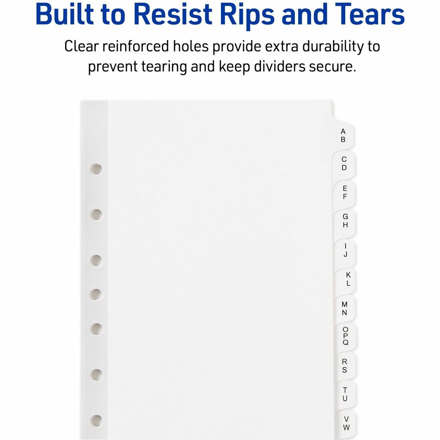 Preprinted Tab Dividers, 12-Tab, A to Z, 8.5 x 5.5, White, 1 Set