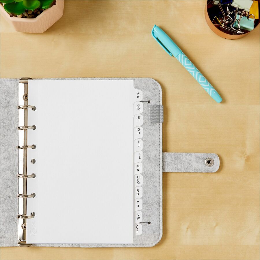 Preprinted Tab Dividers, 12-Tab, A to Z, 8.5 x 5.5, White, 1 Set