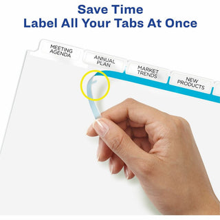 Print and Apply Index Maker Clear Label Dividers, Big Tab, 5-Tab, White Tabs, 11 x 8.5, White, 1 Set