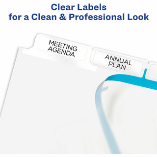 Print and Apply Index Maker Clear Label Dividers, Big Tab, 5-Tab, White Tabs, 11 x 8.5, White, 1 Set