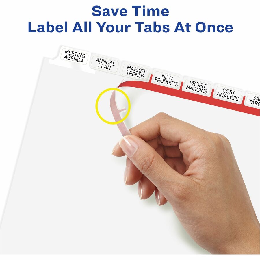 Print and Apply Index Maker Clear Label Dividers, Big Tab, 8-Tab, 11 x 8.5, White, 5 Sets