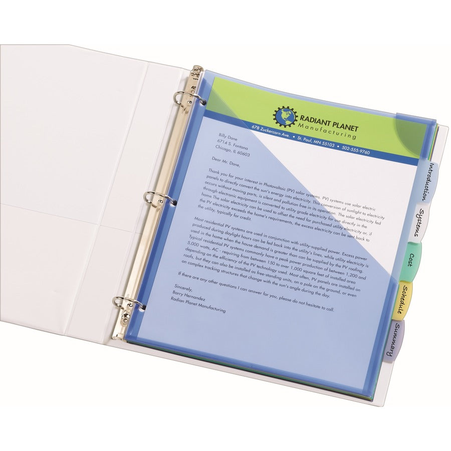 Write and Erase Big Tab Durable Plastic Dividers, Expandable Pocket, 3-Hole Punched, 5-Tab, 11 x 8.5, Assorted, 1 Set