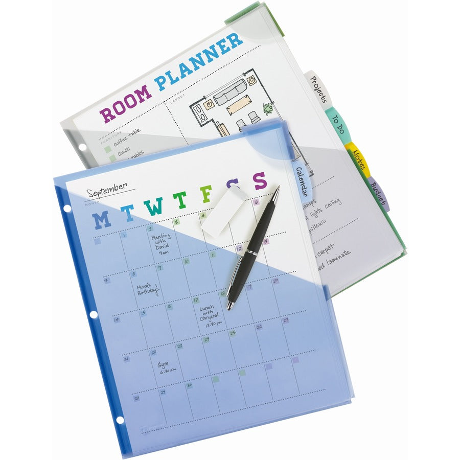 Write and Erase Big Tab Durable Plastic Dividers, Expandable Pocket, 3-Hole Punched, 5-Tab, 11 x 8.5, Assorted, 1 Set