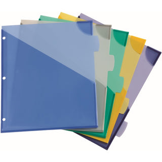 Write and Erase Big Tab Durable Plastic Dividers, Expandable Pocket, 3-Hole Punched, 5-Tab, 11 x 8.5, Assorted, 1 Set