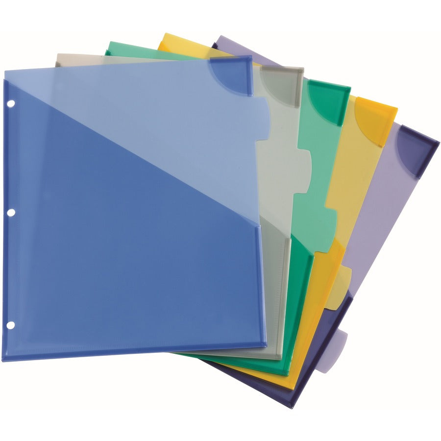 Write and Erase Big Tab Durable Plastic Dividers, Expandable Pocket, 3-Hole Punched, 5-Tab, 11 x 8.5, Assorted, 1 Set