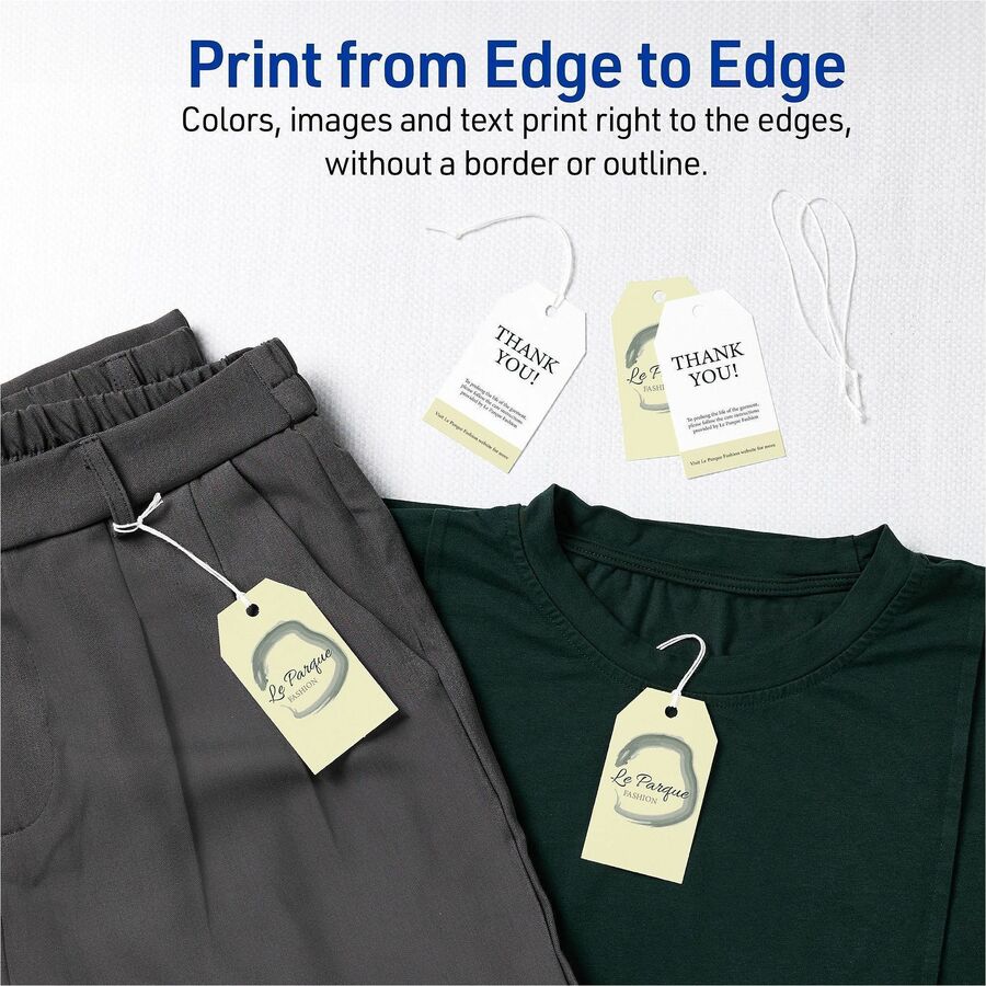 Printable Rectangular Tags with Strings, 2 x 3.5, Matte White, 96/Pack