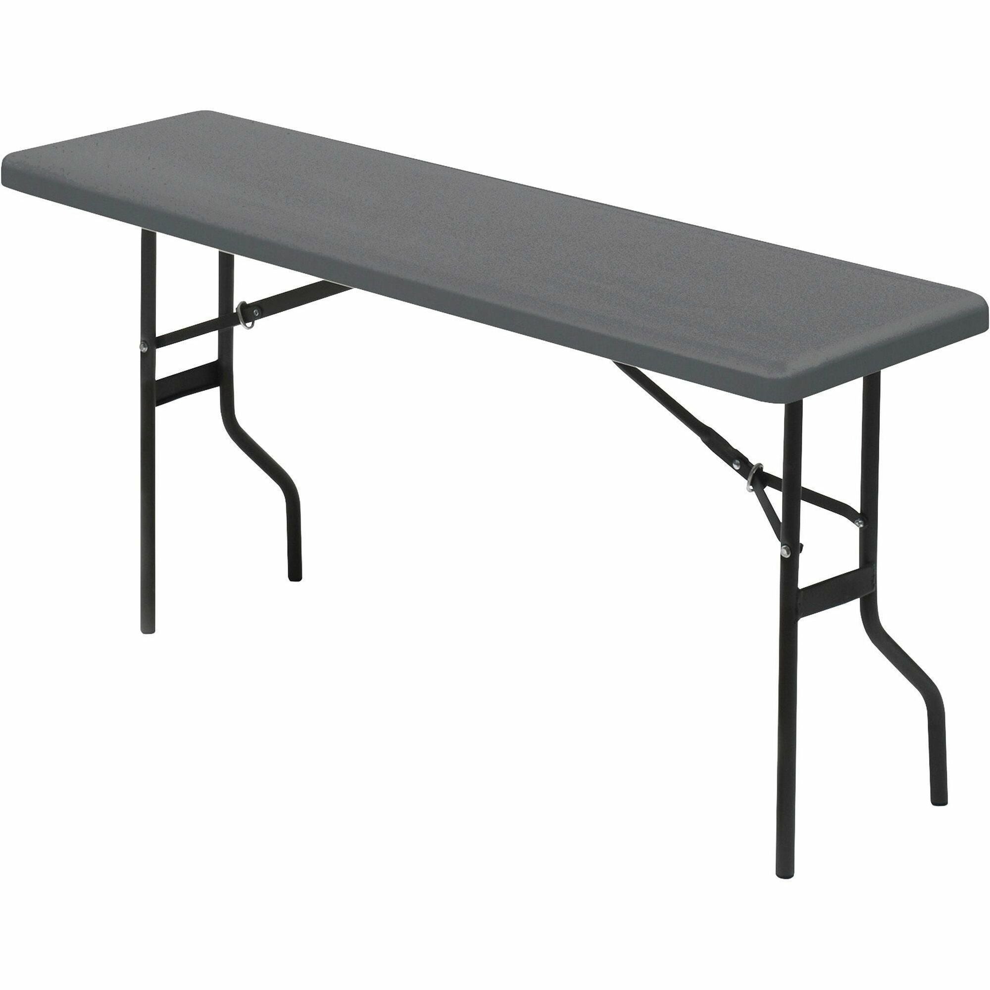 Iceberg IndestrucTable TOO 1200 Series Foldlng Table - For - Table TopRectangle Top - Contemporary Style - 250 lb Capacity - 72" Table Top Length x 18" Table Top Width - 29" Height - Charcoal, Powder Coated - 1 Each