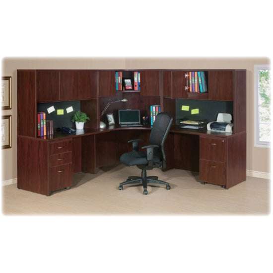 Lorell Essentials Series Rectangular Desk Shell - 47.3" x 29.5" x 1" x 29.5" - Finish: Laminate, Mahogany - Grommet, Modesty Panel, Cord Management, Adjustable Feet - 