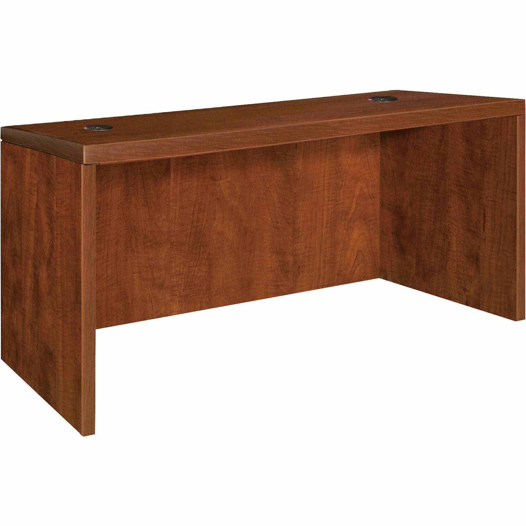 Lorell Essentials Series Rectangular Desk Shell - 47.3" x 29.5" x 1" x 29.5" - Finish: Cherry, Laminate - Grommet, Modesty Panel, Cord Management, Adjustable Feet - 