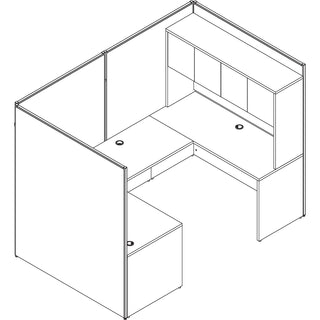 Lorell Essentials Series Left Corner Credenza - 66.1" x 35.4" x 29.5" - Finish: Laminate, Mahogany - Leveling Glide