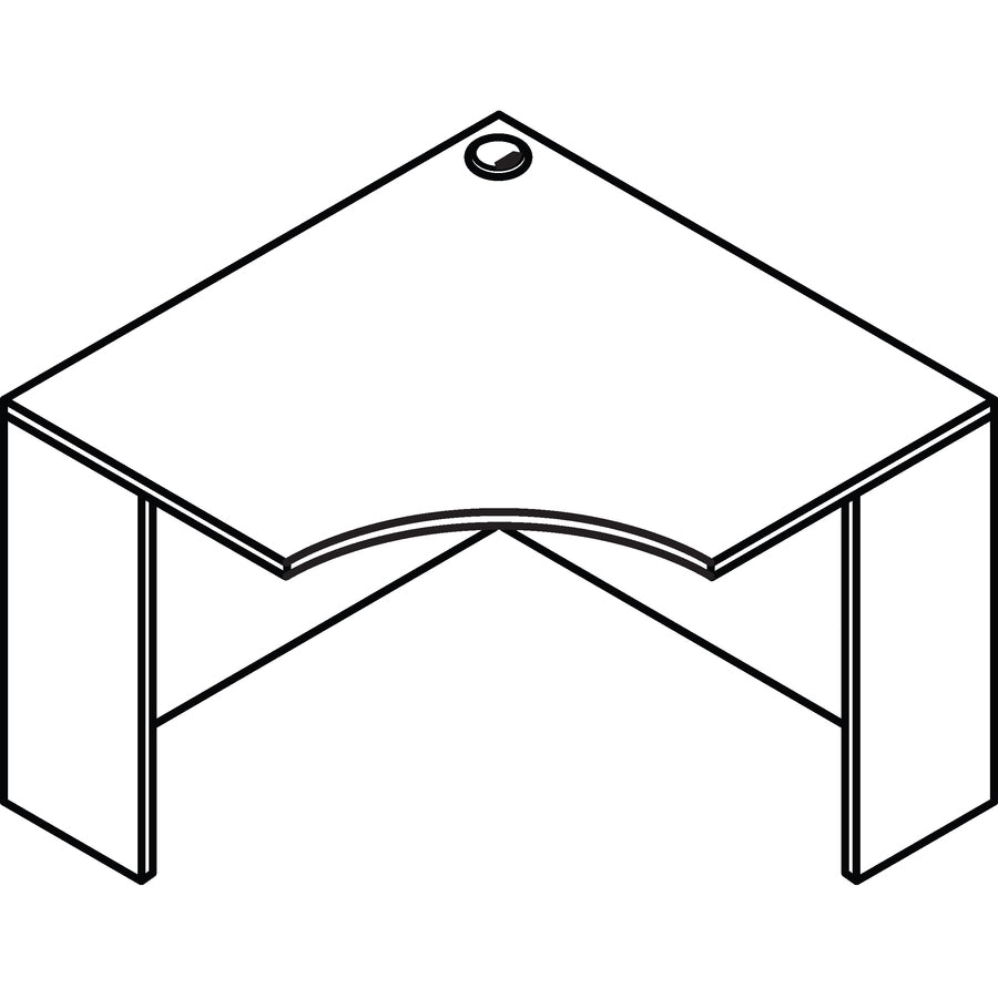 Lorell Essentials Series Corner Desk - 41.4" x 41.4" x 29.5" - Finish: Laminate, Mahogany - Leveling Glide - 