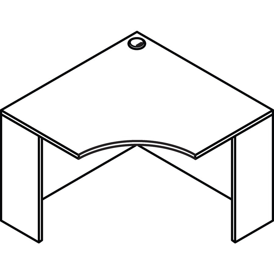 Lorell Essentials Series Corner Desk - 41.4" x 41.4" x 29.5" - Finish: Cherry, Laminate - Leveling Glide - 