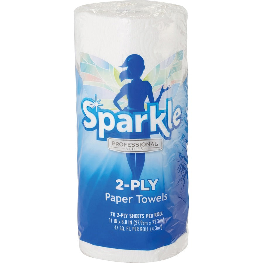 Sparkle Professional Series Paper Towel Rolls by GP Pro - 2 Ply - 8.80" x 11" - 70 Sheets/Roll - White - Paper - Long Lasting, Absorbent, Individually Wrapped, Perforated - For Multipurpose, Hand - 30 / Carton - 