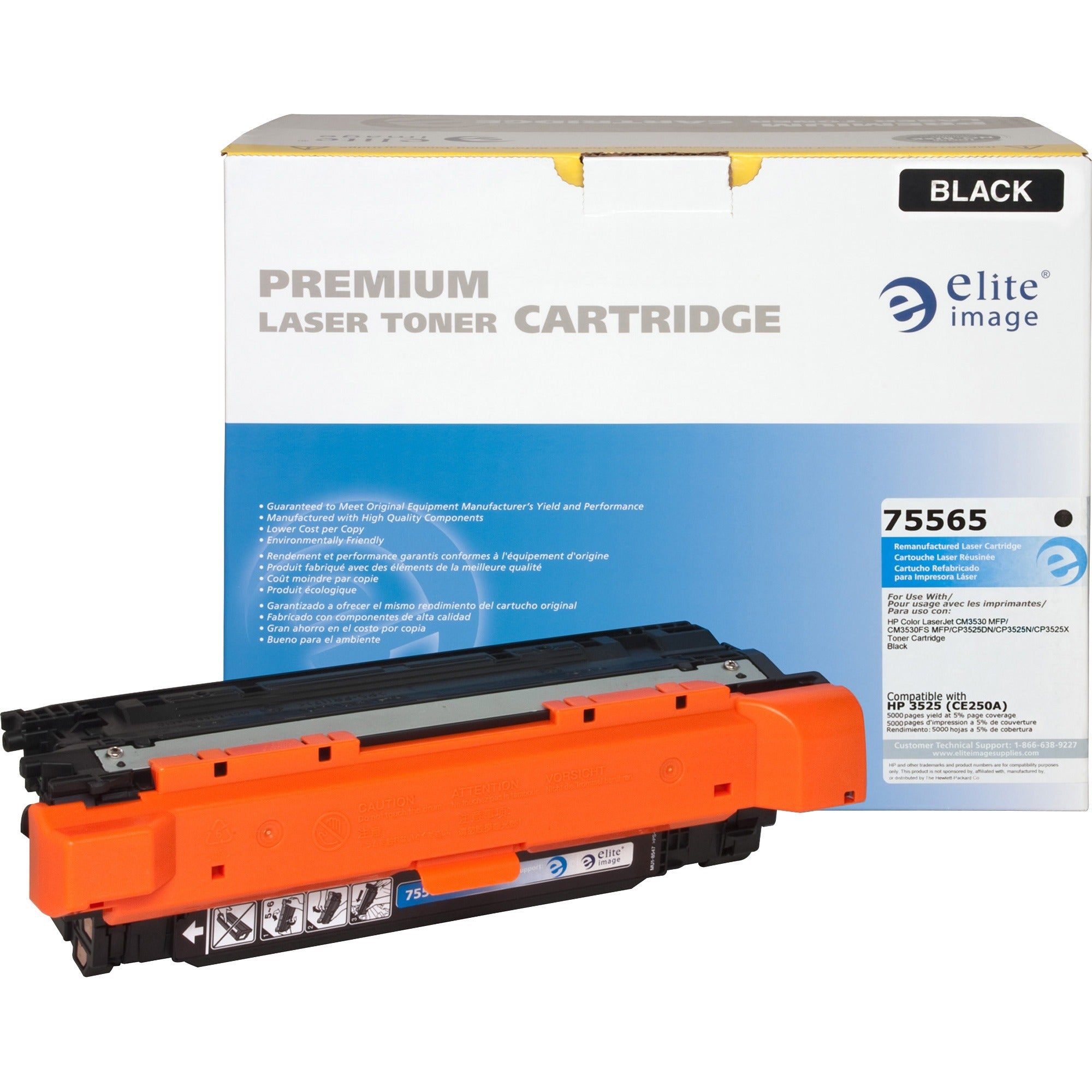 Elite Image Remanufactured Laser Toner Cartridge - Alternative for HP 504A (CE250A) - Black - 1 Each - 5000 Pages - 1