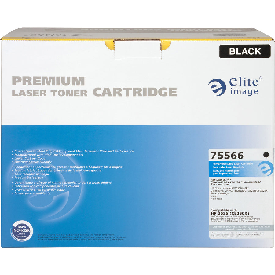 Elite Image Remanufactured Laser Toner Cartridge - Alternative for HP 504X (CE250X) - Black - 1 Each - 10500 Pages - 7