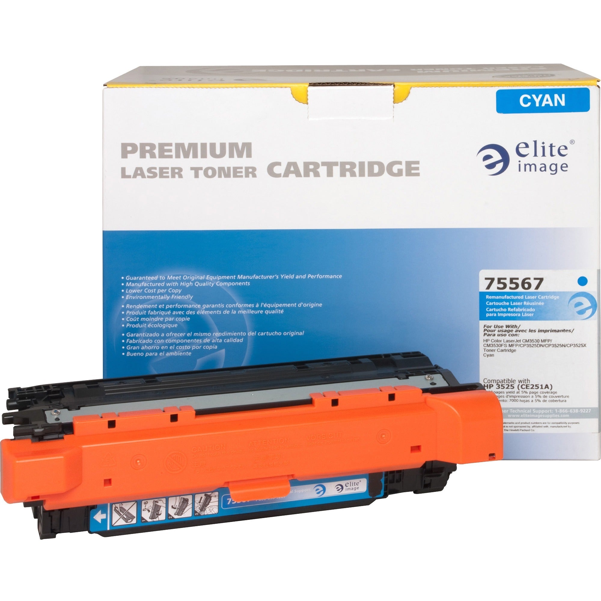 Elite Image Remanufactured Laser Toner Cartridge - Alternative for HP 504A (CE251A) - Cyan - 1 Each - 7000 Pages - 1