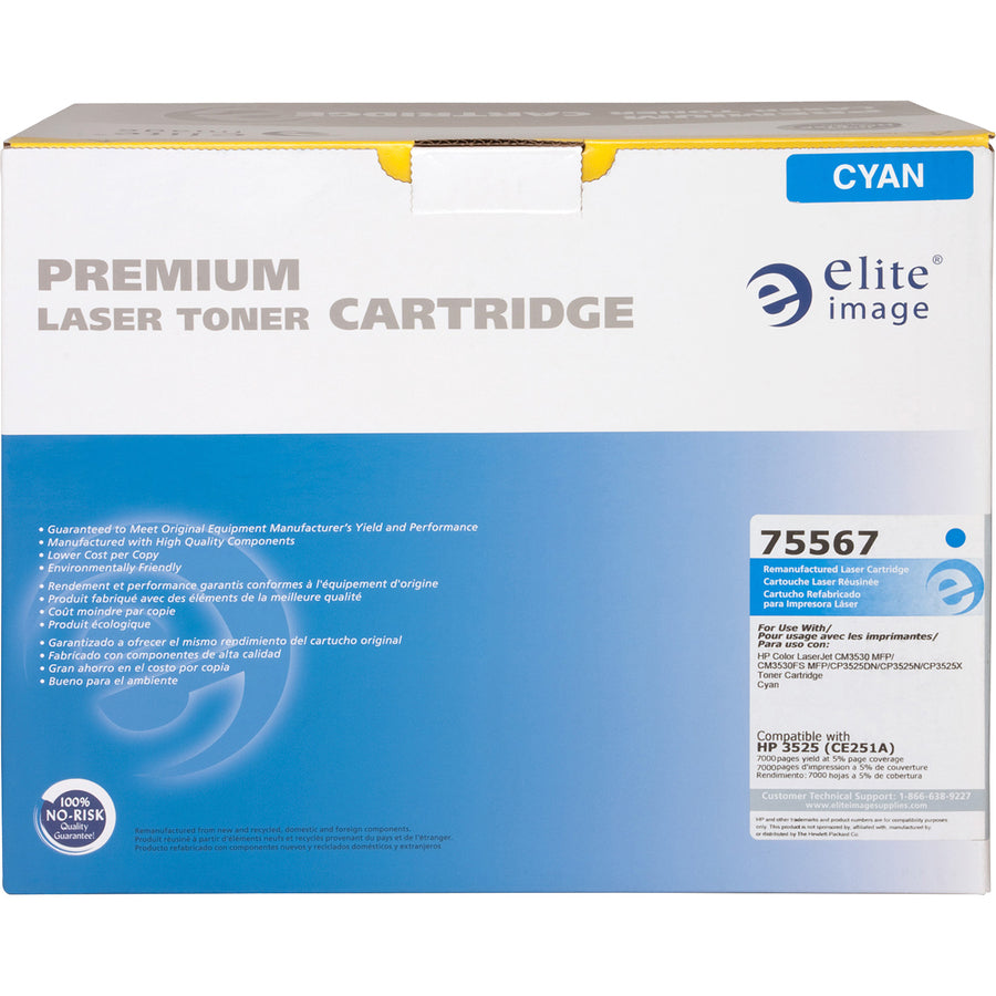 Elite Image Remanufactured Laser Toner Cartridge - Alternative for HP 504A (CE251A) - Cyan - 1 Each - 7000 Pages - 7