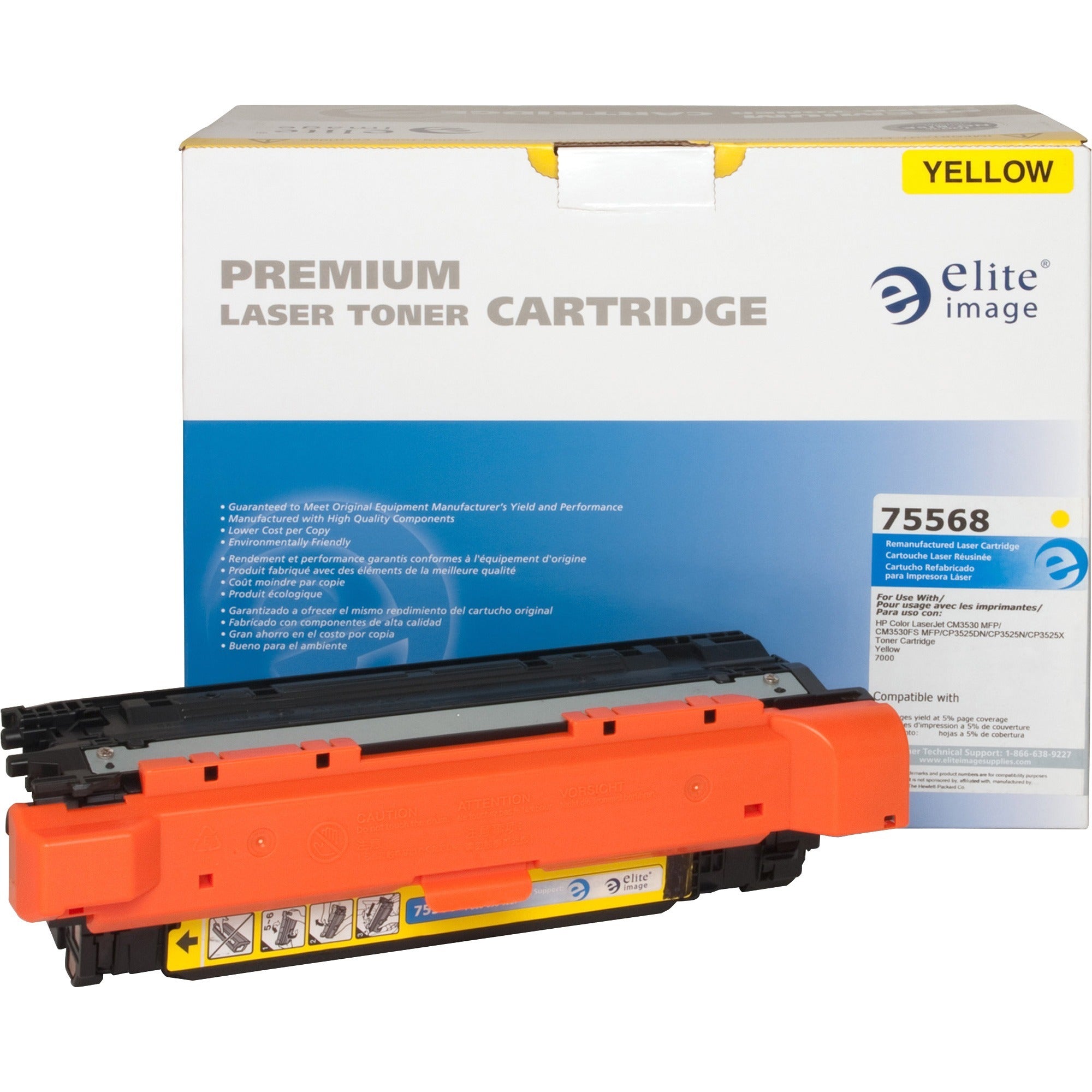 Elite Image Remanufactured Laser Toner Cartridge - Alternative for HP 504A (CE252A) - Yellow - 1 Each - 7000 Pages - 1