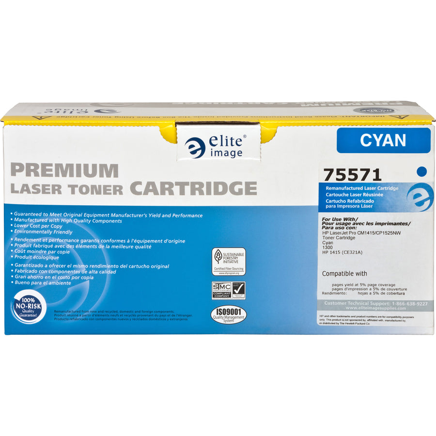 Elite Image Remanufactured Laser Toner Cartridge - Alternative for HP 128A (CE321A) - Cyan - 1 Each - 1300 Pages - 7