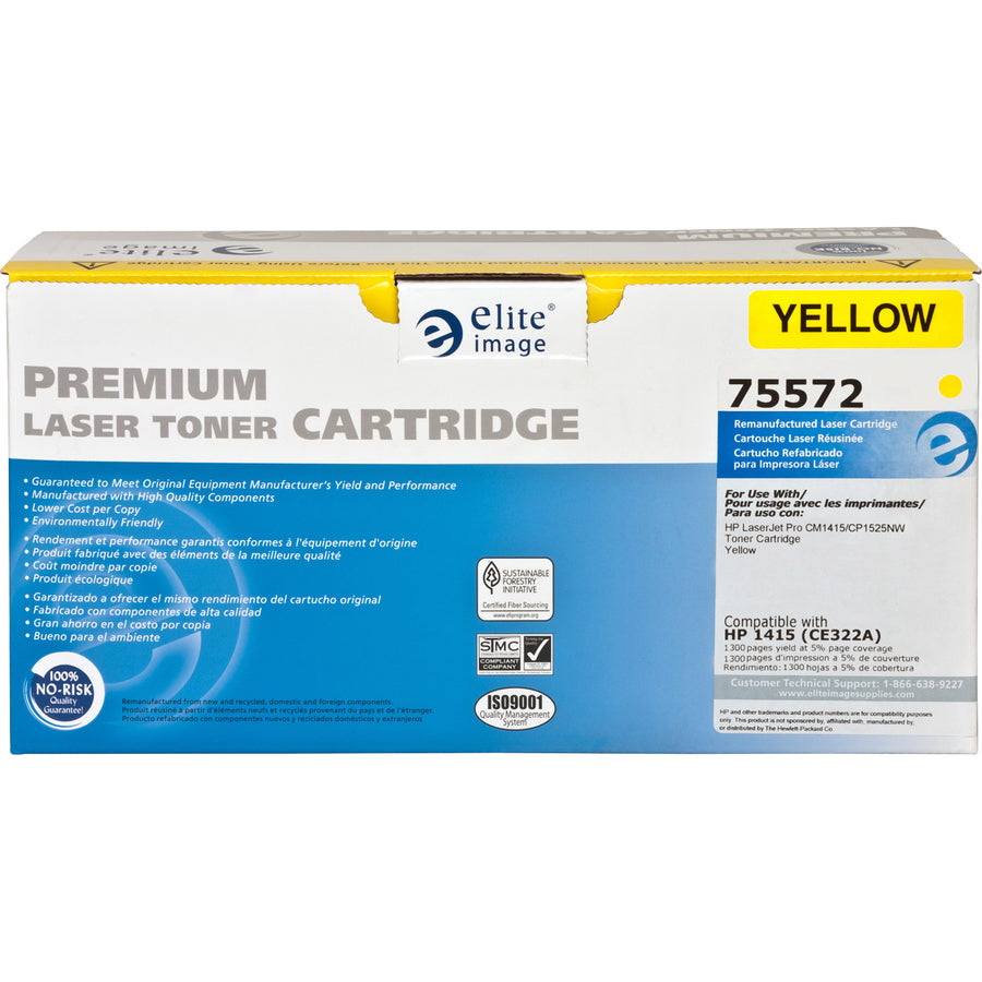Elite Image Remanufactured Laser Toner Cartridge - Alternative for HP 128A (CE322A) - Yellow - 1 Each - 1300 Pages - 7