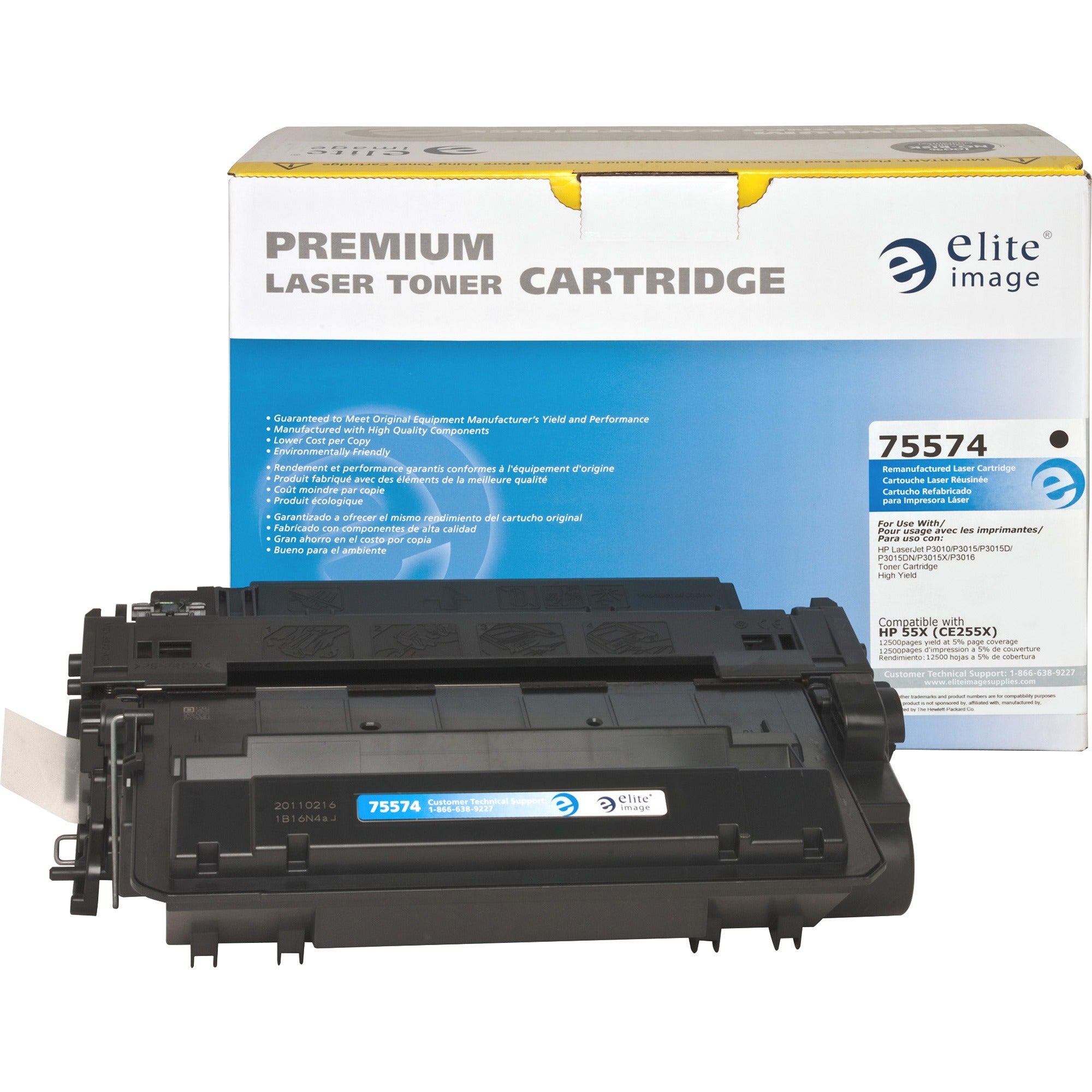 Elite Image Remanufactured Toner Cartridge - Alternative for HP 55X (CE255X) - Laser - 12500 Pages - Black - 1 Each - 1
