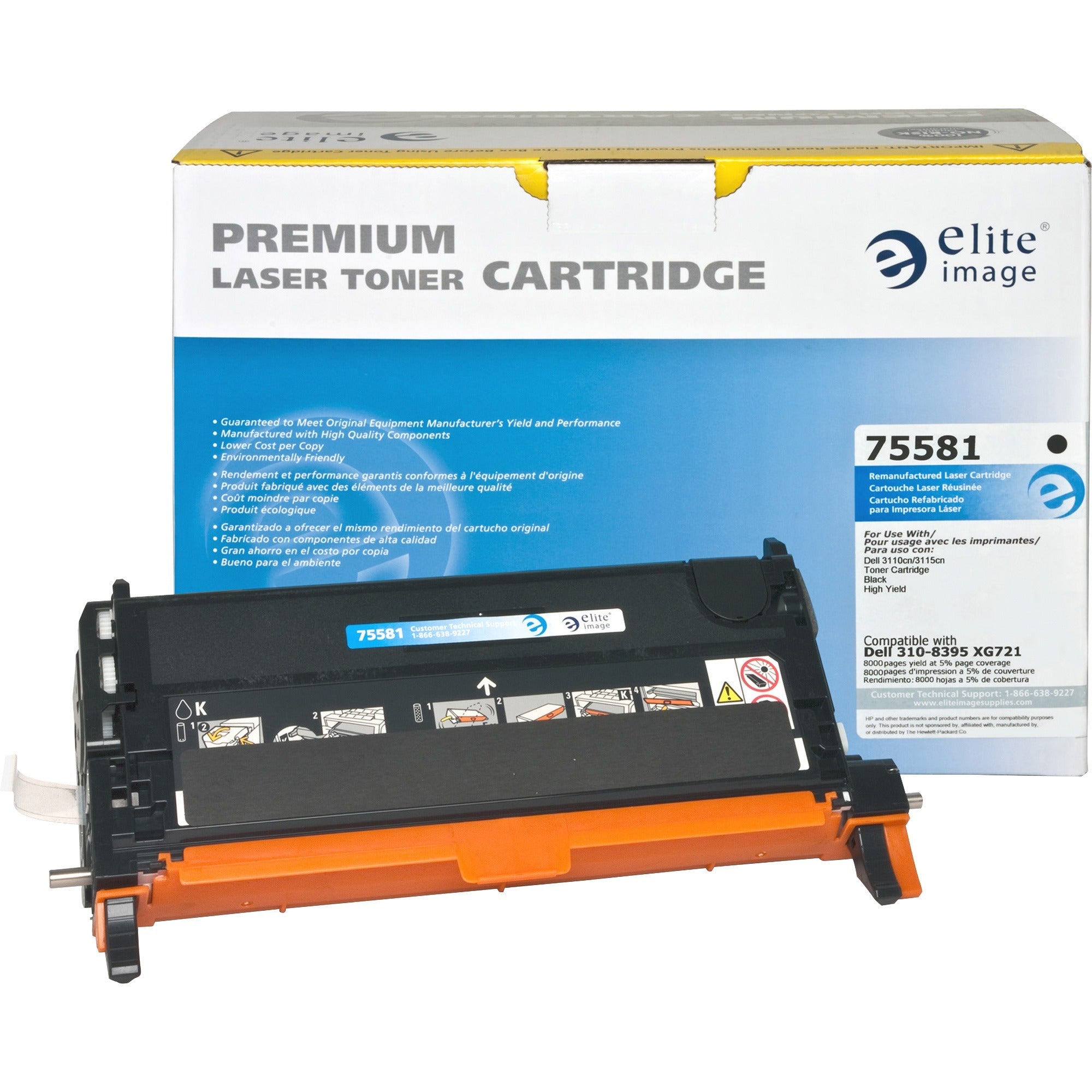 Elite Image Remanufactured High Yield Laser Toner Cartridge - Alternative for Dell 310-8395 - Black - 1 Each - 8000 Pages