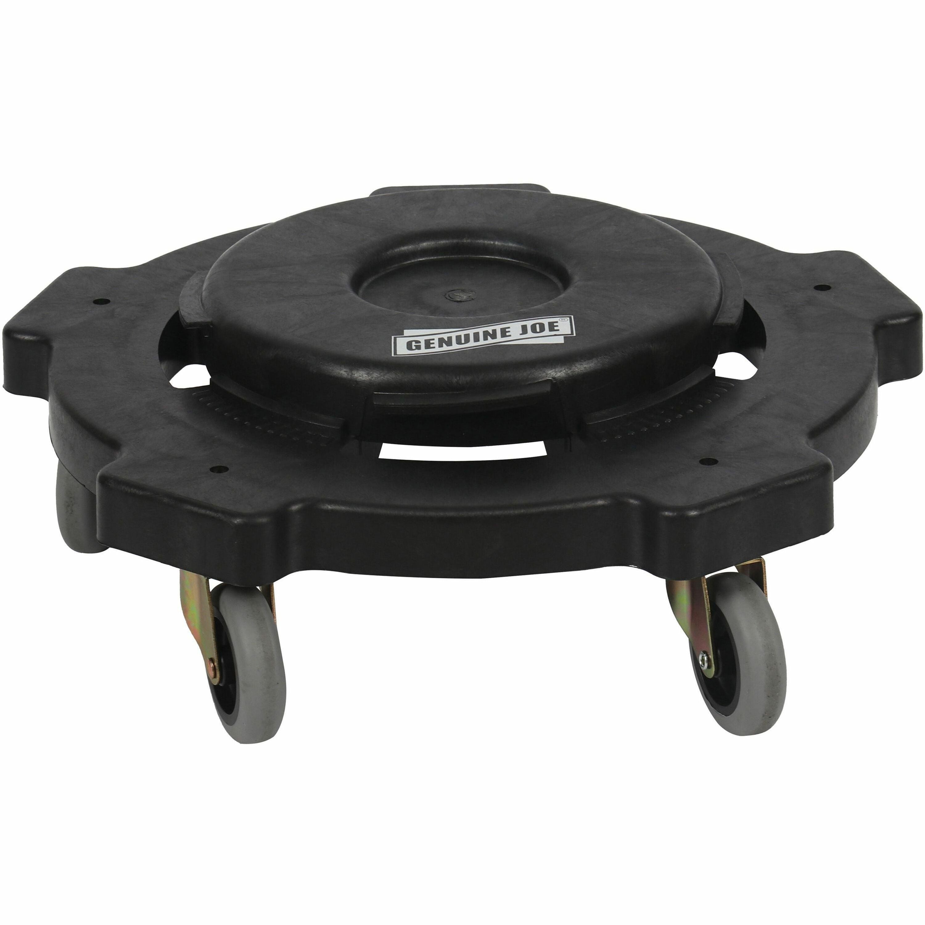 Genuine Joe Round Dolly - 5 Casters - 3" Caster Size - Resin - Black - 1 Each