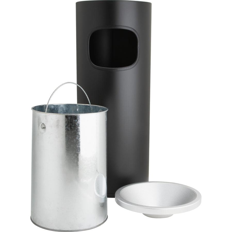 Genuine Joe Fire-safe 3-Gallon Ashtray Receptacle - 3 gal Capacity - Removable Lid, Fire-Safe - Aluminum, Stainless Steel - Aluminum, Black - 1 Each - 