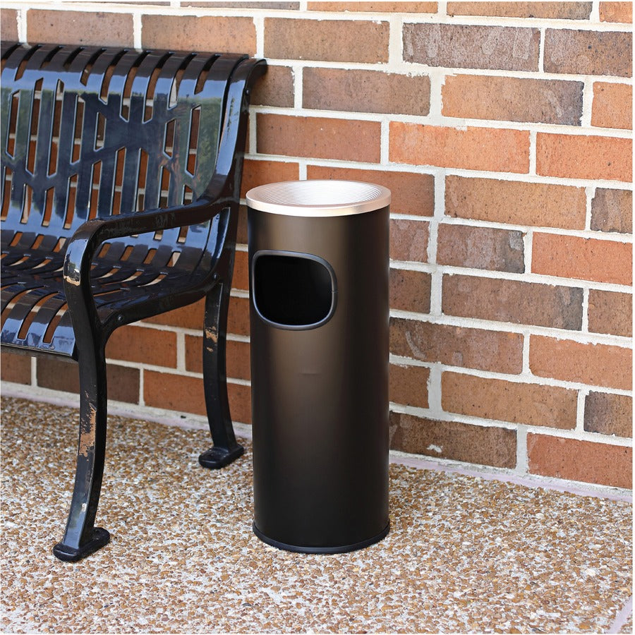Genuine Joe Fire-safe 3-Gallon Ashtray Receptacle - 3 gal Capacity - Removable Lid, Fire-Safe - Aluminum, Stainless Steel - Aluminum, Black - 1 Each - 
