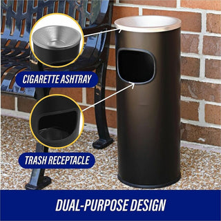 Genuine Joe Fire-safe 3-Gallon Ashtray Receptacle - 3 gal Capacity - Removable Lid, Fire-Safe - Aluminum, Stainless Steel - Aluminum, Black - 1 Each