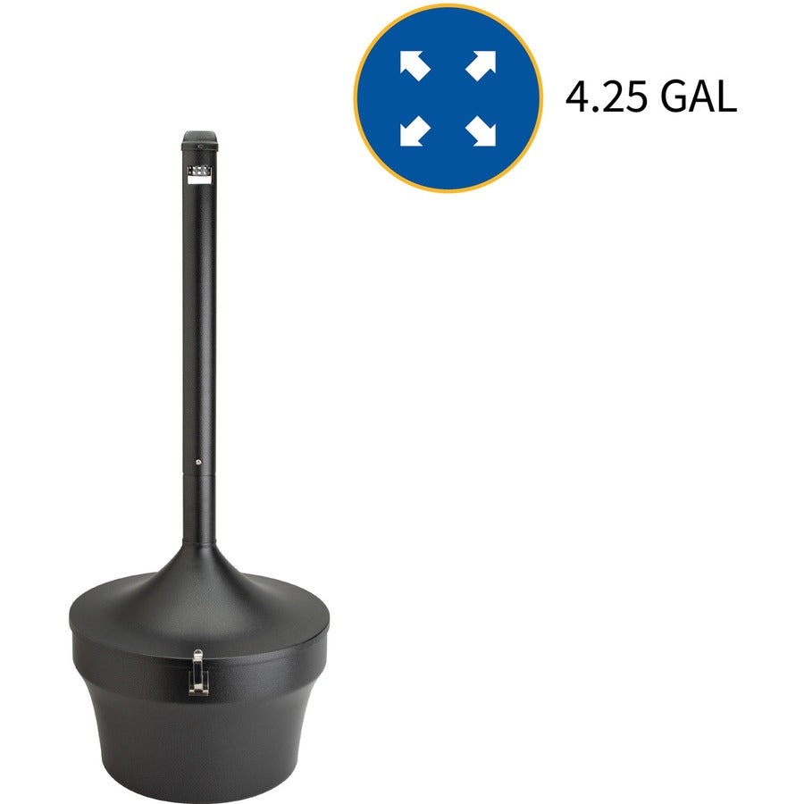 Genuine Joe 4.25 Gal Fire-safe Smoking Receptacle - 4.25 gal Capacity - Powder Coated, Durable, Weather Resistant, Fire-Safe, Handle - 37" Height x 16" Width - Galvanized Steel - Black - 1 Each - 