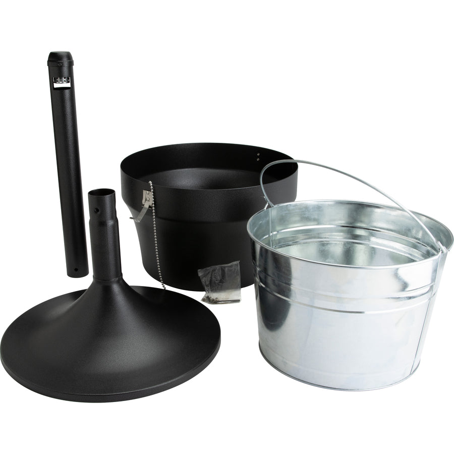 Genuine Joe 4.25 Gal Fire-safe Smoking Receptacle - 4.25 gal Capacity - Powder Coated, Durable, Weather Resistant, Fire-Safe, Handle - 37" Height x 16" Width - Galvanized Steel - Black - 1 Each - 