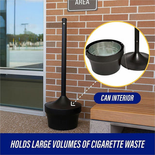 Genuine Joe 4.25 Gal Fire-safe Smoking Receptacle - 4.25 gal Capacity - Powder Coated, Durable, Weather Resistant, Fire-Safe, Handle - 37" Height x 16" Width - Galvanized Steel - Black - 1 Each