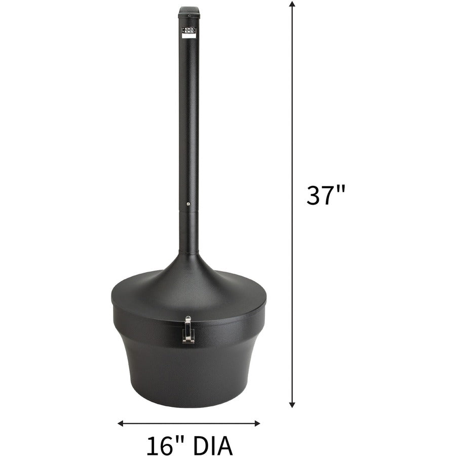 Genuine Joe 4.25 Gal Fire-safe Smoking Receptacle - 4.25 gal Capacity - Powder Coated, Durable, Weather Resistant, Fire-Safe, Handle - 37" Height x 16" Width - Galvanized Steel - Black - 1 Each - 