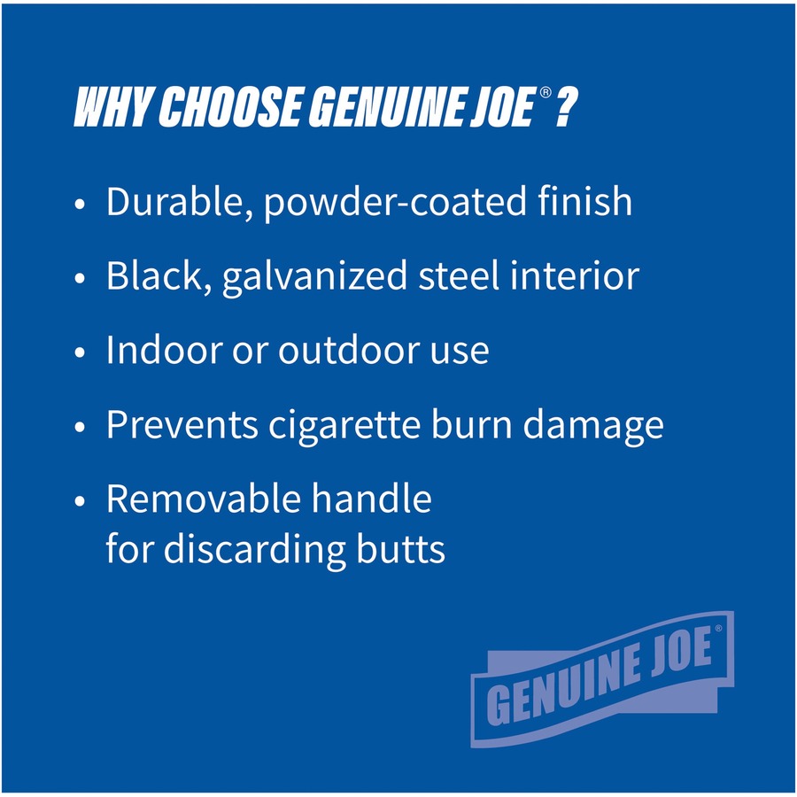 Genuine Joe 4.25 Gal Fire-safe Smoking Receptacle - 4.25 gal Capacity - Powder Coated, Durable, Weather Resistant, Fire-Safe, Handle - 37" Height x 16" Width - Galvanized Steel - Black - 1 Each - 