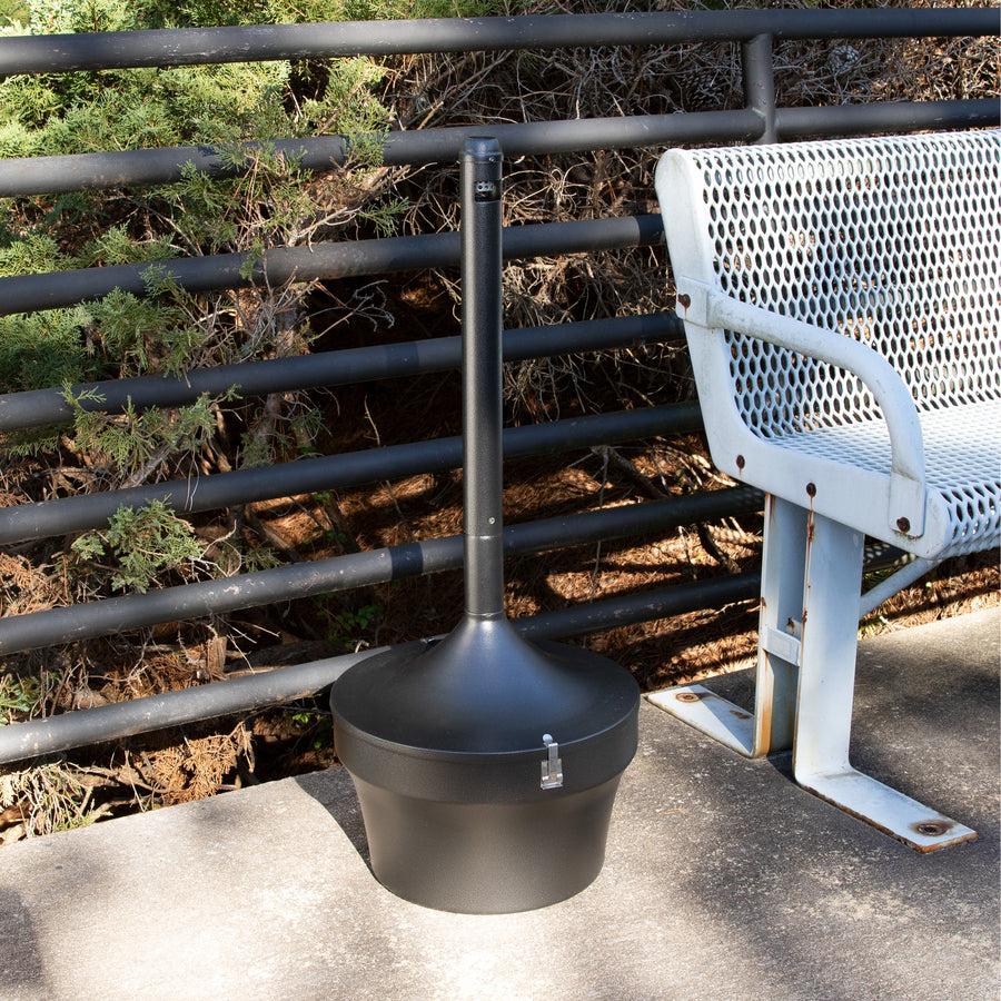 Genuine Joe 4.25 Gal Fire-safe Smoking Receptacle - 4.25 gal Capacity - Powder Coated, Durable, Weather Resistant, Fire-Safe, Handle - 37" Height x 16" Width - Galvanized Steel - Black - 1 Each - 