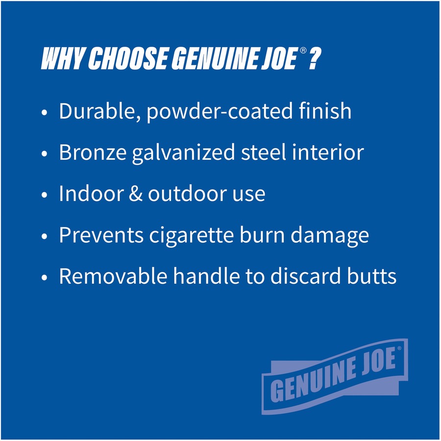 Genuine Joe 4.25 Gal Fire-safe Smoking Receptacle - 4.25 gal Capacity - Fire-Safe, Powder Coated, Weather Resistant, Handle, Sturdy, Durable, Long Lasting - 37" Height x 16" Width - Galvanized Steel - Bronze - 1 Each - 5