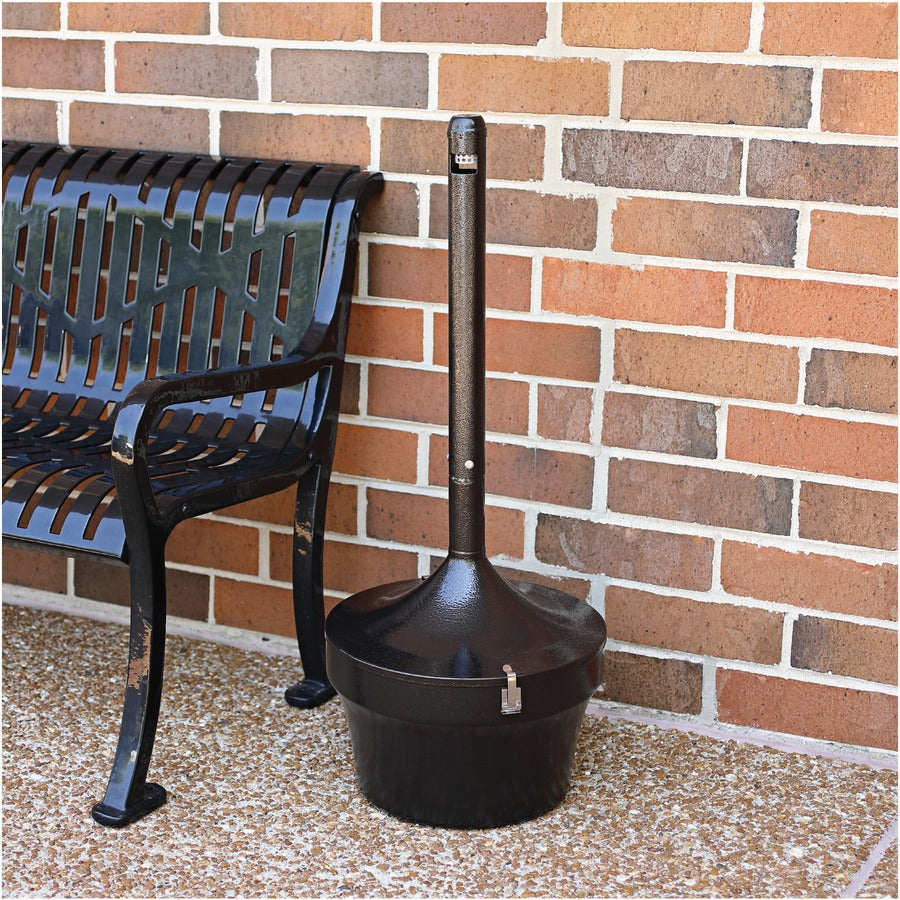 Genuine Joe 4.25 Gal Fire-safe Smoking Receptacle - 4.25 gal Capacity - Fire-Safe, Powder Coated, Weather Resistant, Handle, Sturdy, Durable, Long Lasting - 37" Height x 16" Width - Galvanized Steel - Bronze - 1 Each - 6