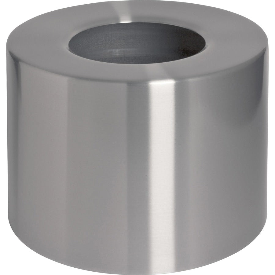 Genuine Joe Classic Cylinder 2-Piece Waste Receptacle - 35 gal Capacity - Weather Resistant, Fire Proof, Leak Proof - 34" Height x 18" Diameter - Aluminum - Silver - 1 Each