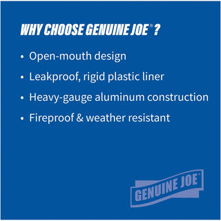 Genuine Joe Classic Cylinder 2-Piece Waste Receptacle - 35 gal Capacity - Weather Resistant, Fire Proof, Leak Proof - 34" Height x 18" Diameter - Aluminum - Silver - 1 Each