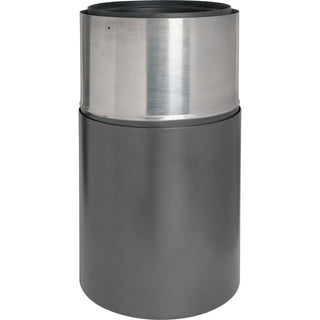 Genuine Joe Classic Cylinder Gray Waste Receptacle - 35 gal Capacity - Weather Resistant, Fire Proof, Leak Proof - 34" Height x 18" Diameter - Aluminum - Charcoal - 1 Each