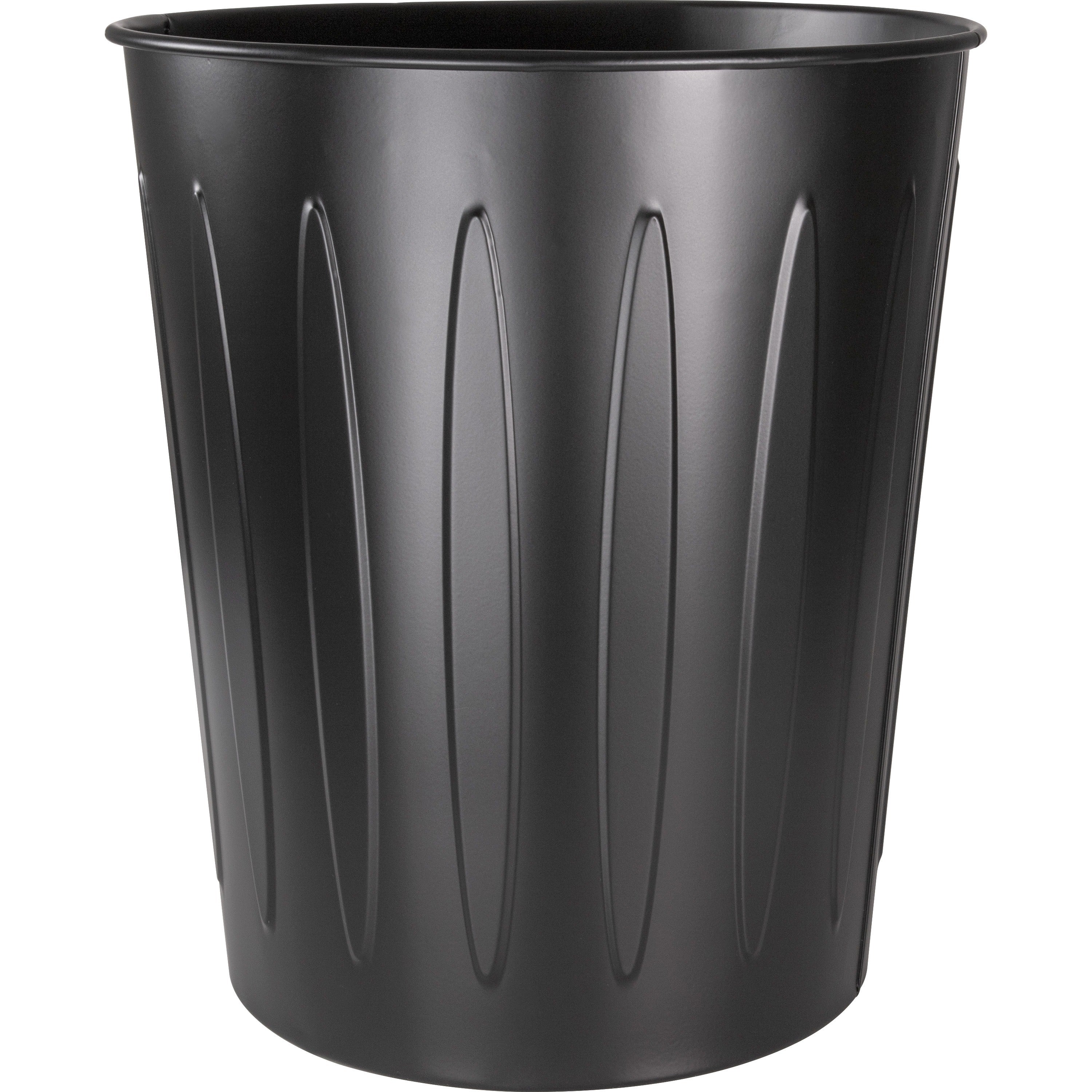 Genuine Joe 6-gallon Fire-safe Trash Can - 6 gal Capacity - Fire-Safe, Sturdy - 14" Height x 13" Diameter - Metal, Steel - Black - 1 Each - 1