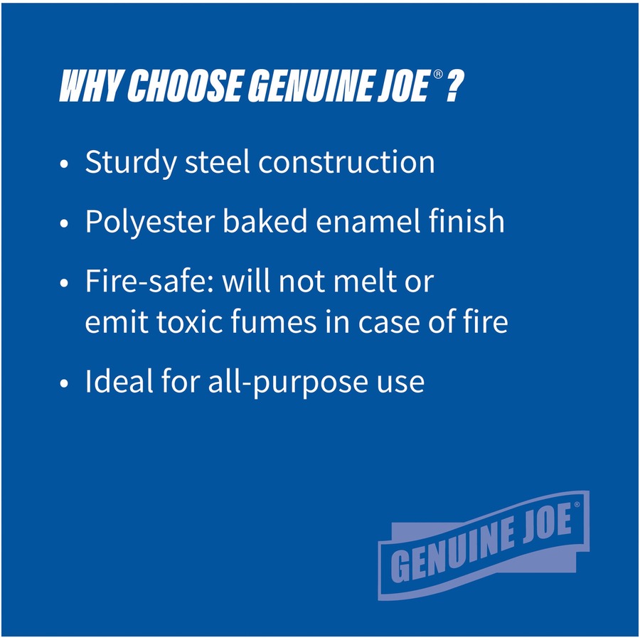 Genuine Joe 6-gallon Fire-safe Trash Can - 6 gal Capacity - Fire-Safe, Sturdy - 14" Height x 13" Diameter - Metal, Steel - Black - 1 Each - 6